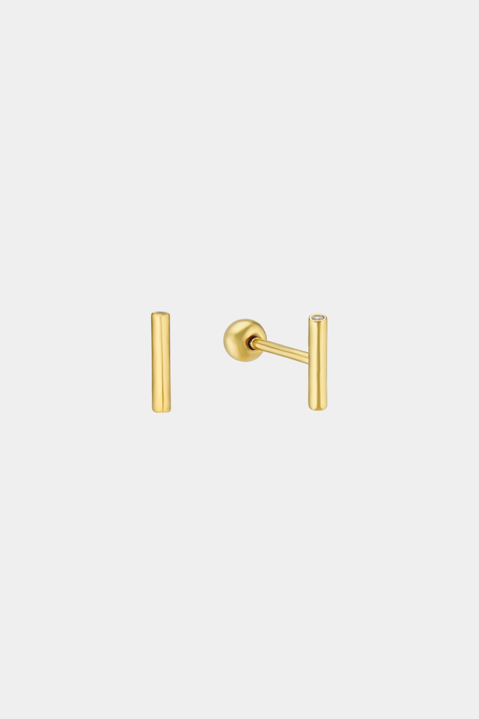 Bar with Crystal Ends Stud Earring(Gold)