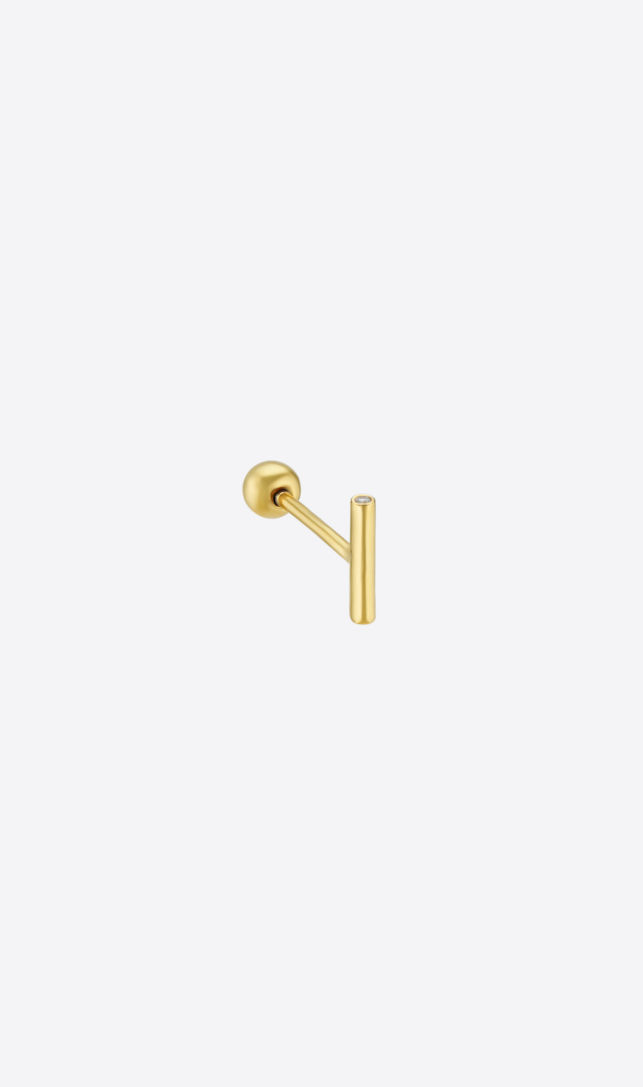 Bar with Crystal Ends Stud Earring(Gold)